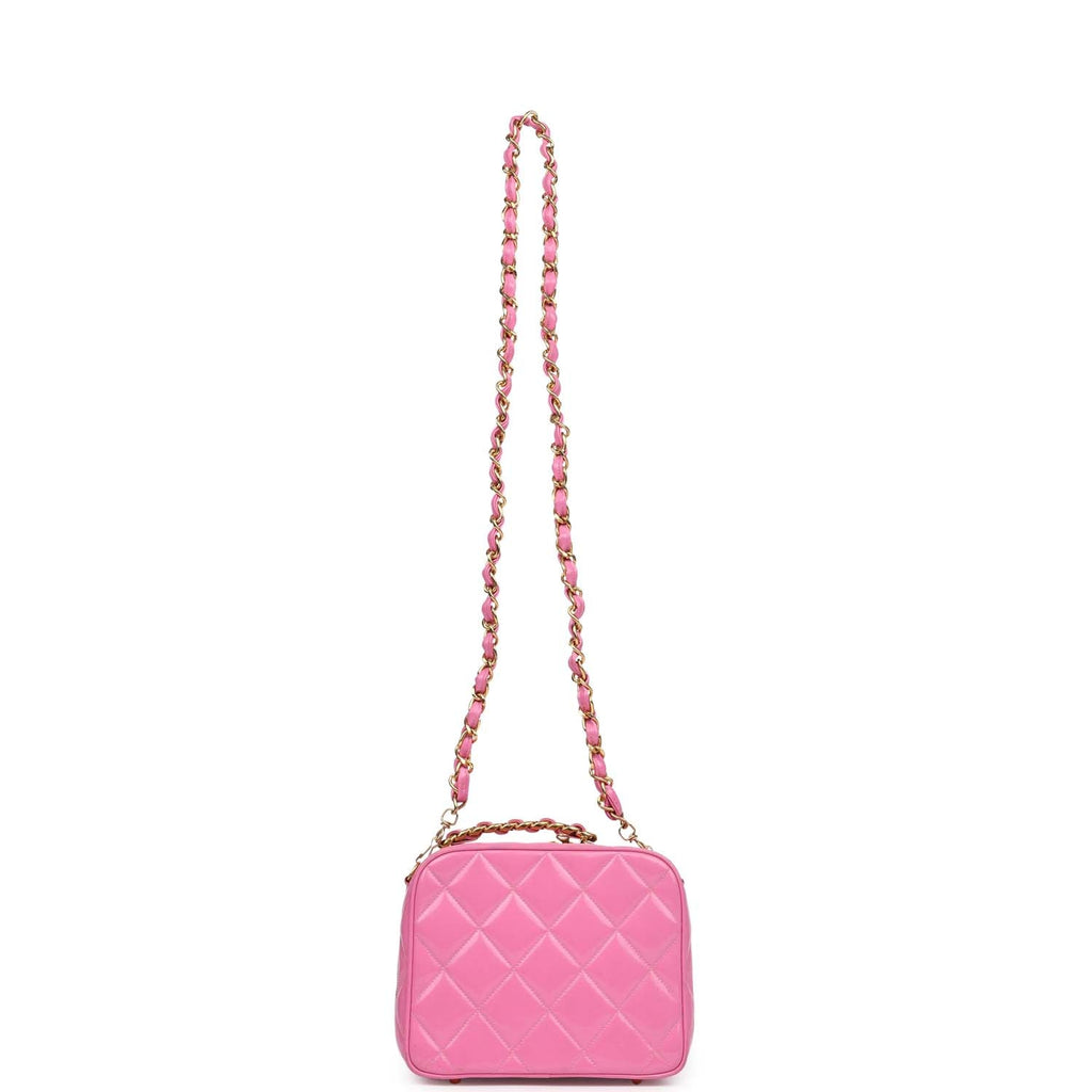Vintage Lunchbox Vanity Bag Pink Patent Gold Hardware