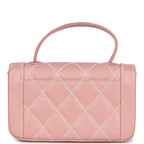 Vintage Mini Wild Stitch Surpique Top Handle Flap Bag Pink Calfskin Gold Hardware
