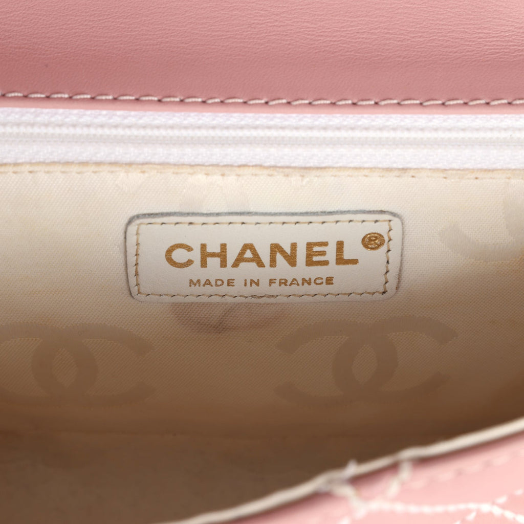 Vintage Mini Wild Stitch Surpique Top Handle Flap Bag Pink Calfskin Gold Hardware