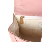 Vintage Mini Wild Stitch Surpique Top Handle Flap Bag Pink Calfskin Gold Hardware