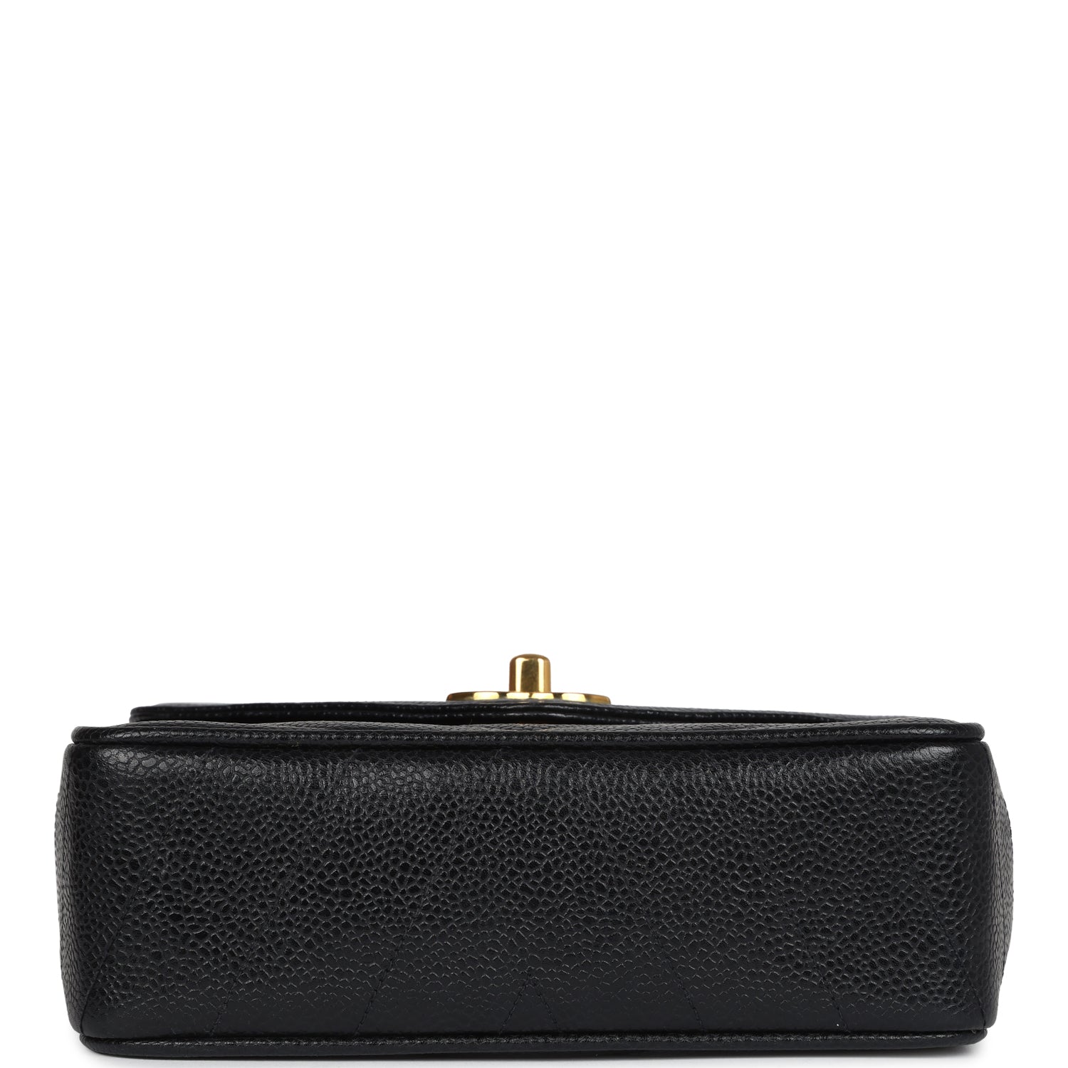 Vintage Square Chevron Envelope Flap Bag Black Caviar Gold Hardware