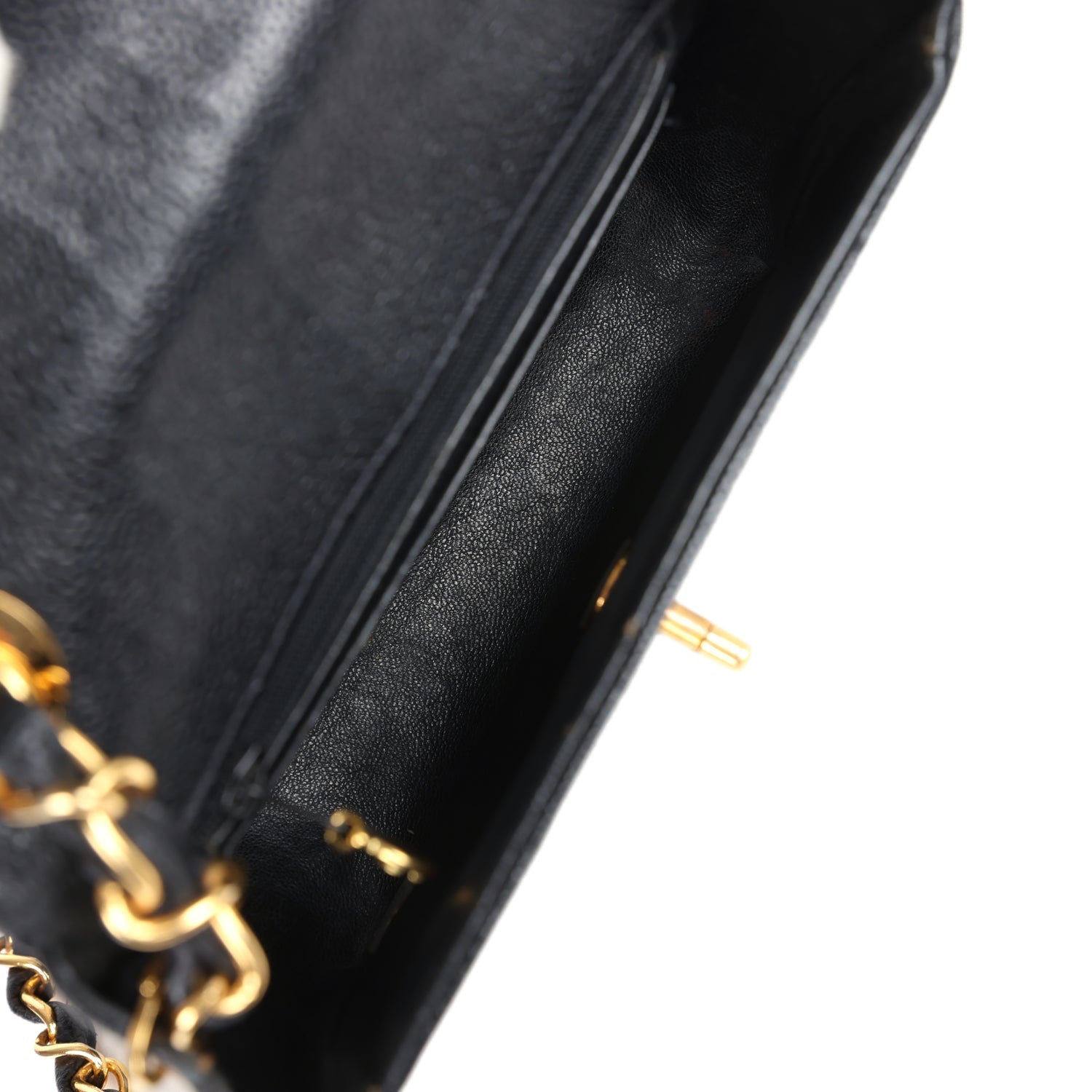 Vintage Square Chevron Envelope Flap Bag Black Caviar Gold Hardware