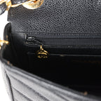 Vintage Square Chevron Envelope Flap Bag Black Caviar Gold Hardware