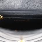 Vintage Square Chevron Envelope Flap Bag Black Caviar Gold Hardware