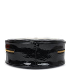 Vintage Round Vanity Bag Black and White Patent Leather Antique Gold Hardware