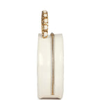 Vintage Round Vanity Bag White and Black Patent Leather Antique Gold Hardware