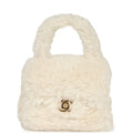 Vintage Micro Kelly Child White Rabbit Fur Gold Hardware