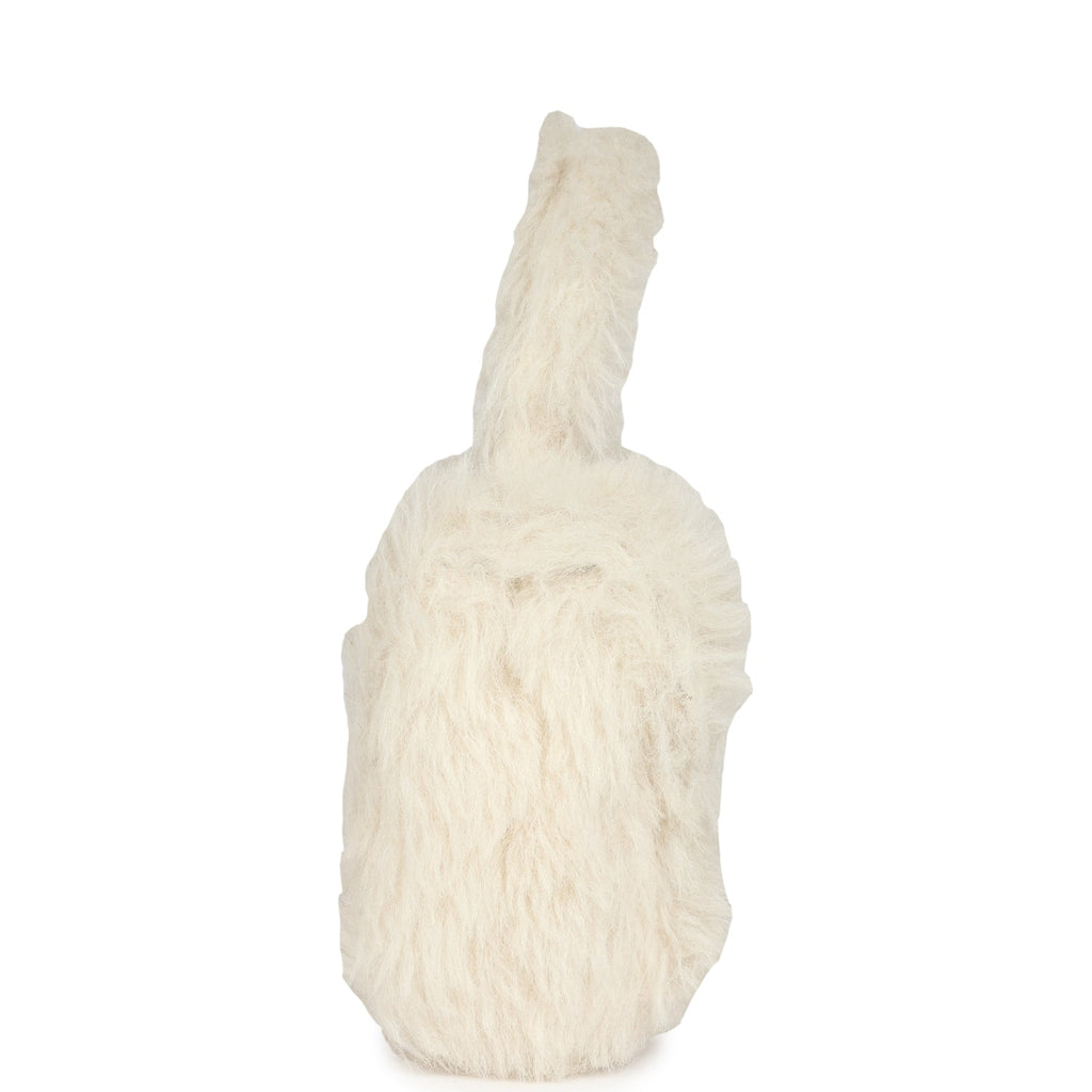 Vintage Micro Kelly Child White Rabbit Fur Gold Hardware