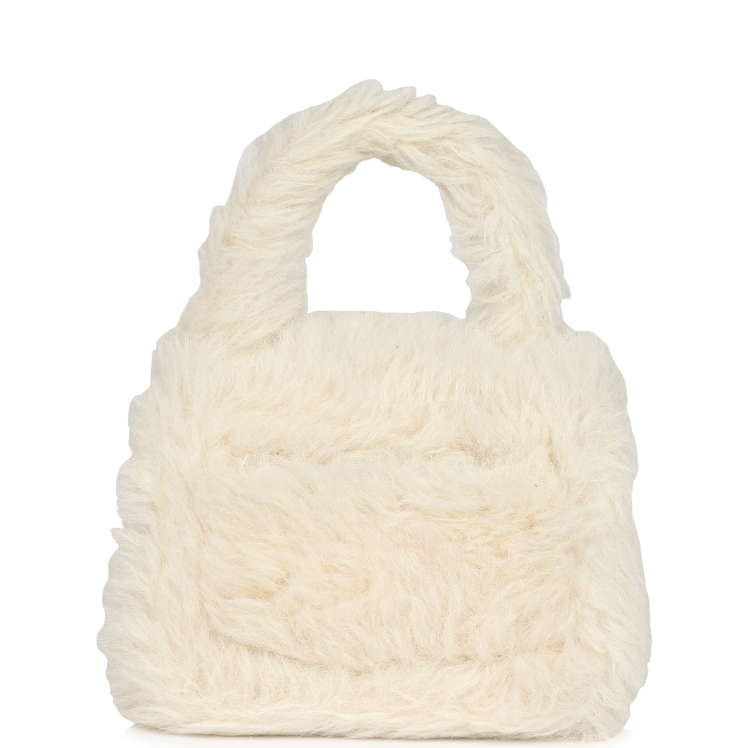 Vintage Micro Kelly Child White Rabbit Fur Gold Hardware