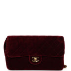 Vintage Medium Classic Flap Backpack Burgundy Velvet Gold Hardware