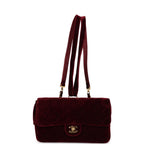 Vintage Medium Classic Flap Backpack Burgundy Velvet Gold Hardware