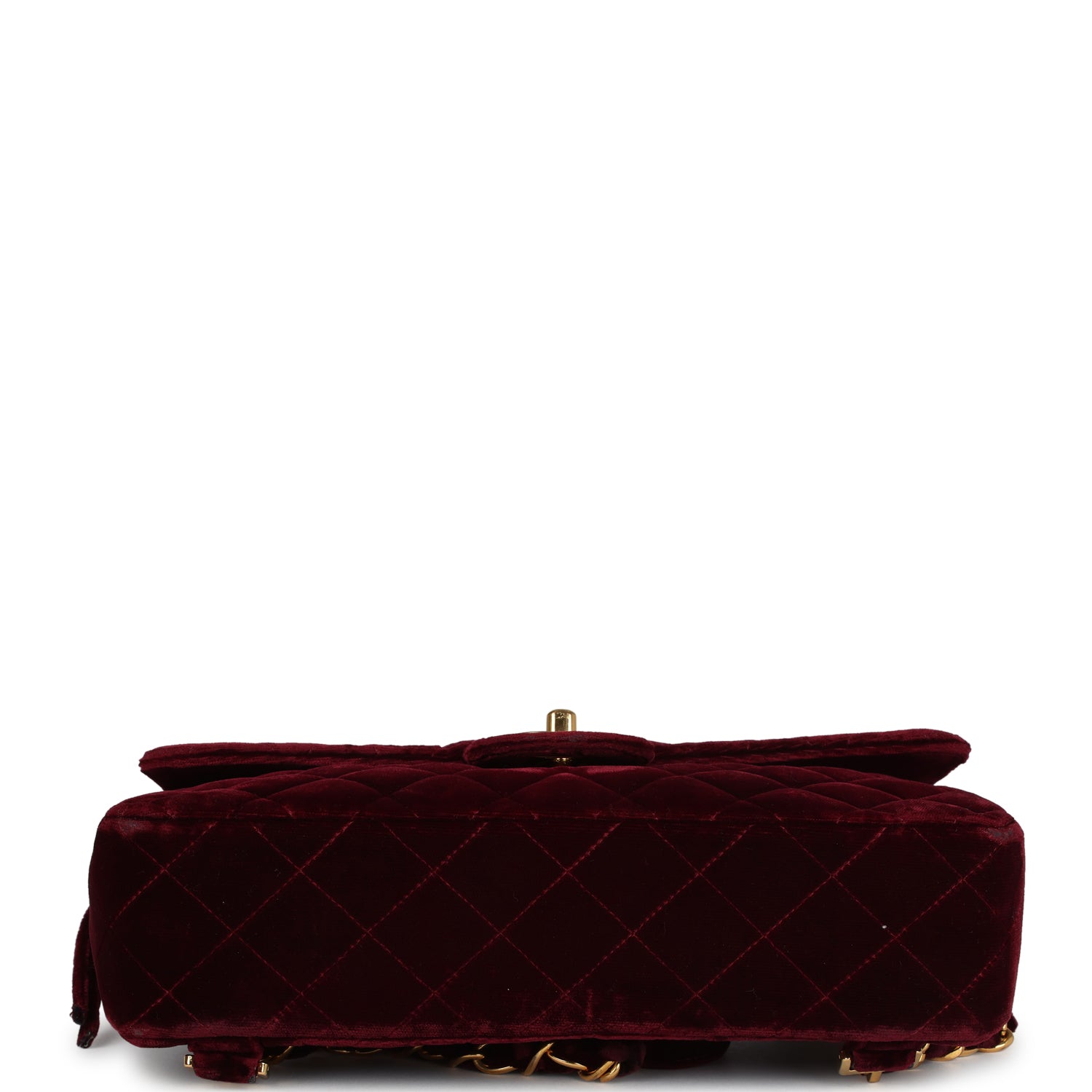 Vintage Medium Classic Flap Backpack Burgundy Velvet Gold Hardware