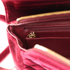 Vintage Medium Classic Flap Backpack Burgundy Velvet Gold Hardware