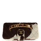 Vintage Rectangular Vanity Box Brown and White Cow Print Pony Hair Antique Gold Hardware