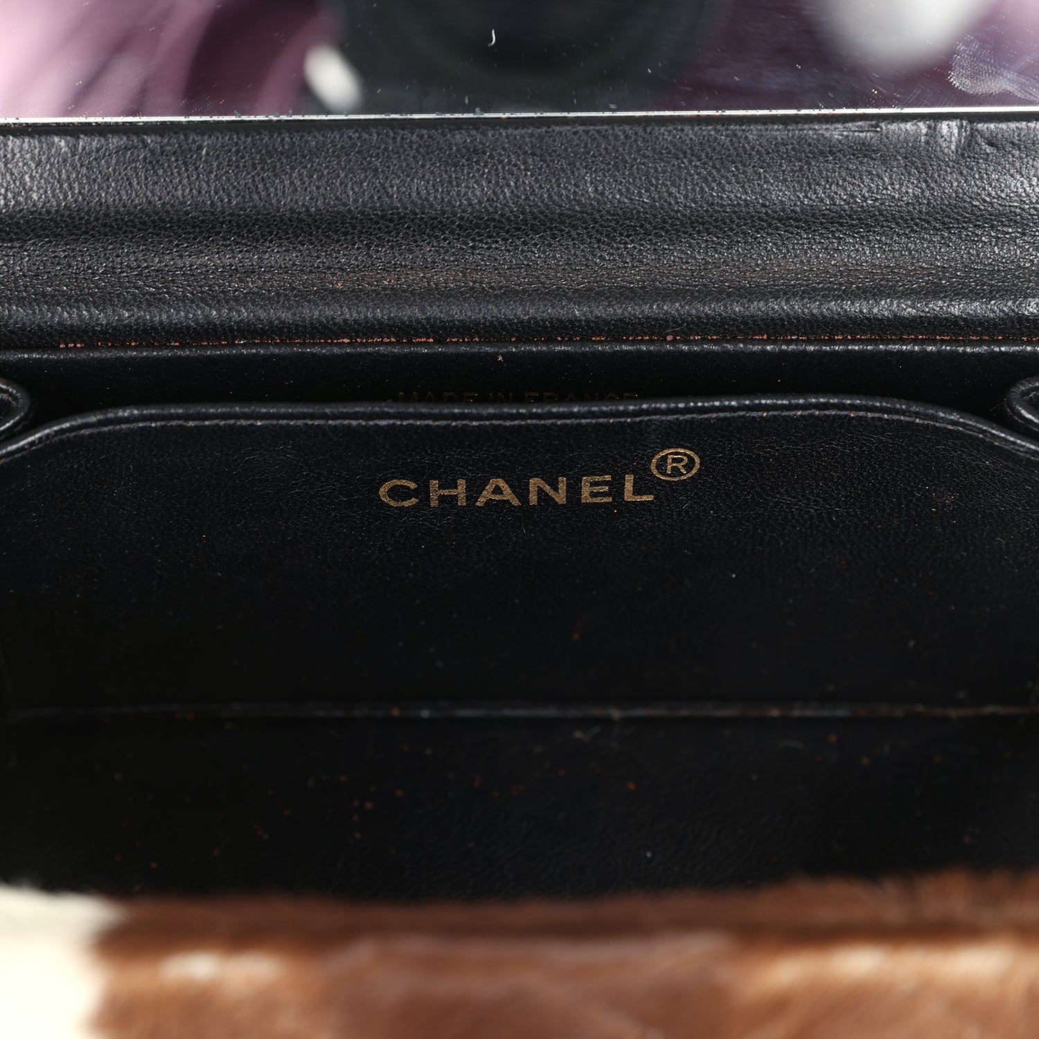 Vintage Rectangular Vanity Box Brown and White Cow Print Pony Hair Antique Gold Hardware