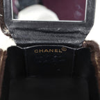 Vintage Square Vanity Box Brown and White Cow Print Pony Hair Antique Gold Hardware