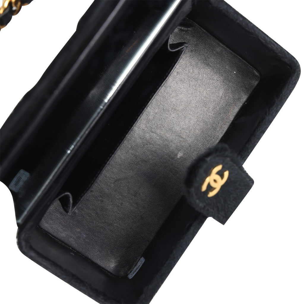 Vintage Rectangular Vanity Box Black Pony Hair Antique Gold Hardware