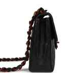 Vintage Jumbo Classic Single Flap Bag Black Lambskin Tortoiseshell Bakelite Hardware