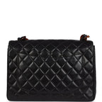 Vintage Jumbo Classic Single Flap Bag Black Lambskin Tortoiseshell Bakelite Hardware