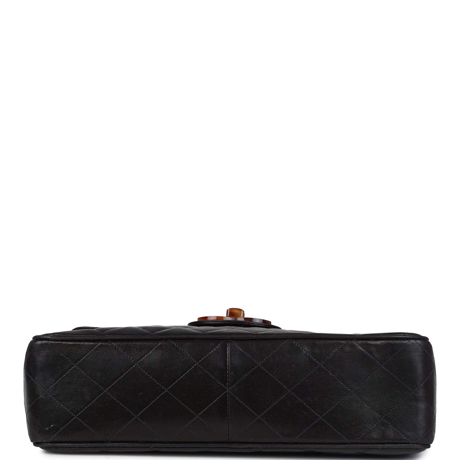 Vintage Jumbo Classic Single Flap Bag Black Lambskin Tortoiseshell Bakelite Hardware