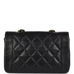 Vintage Small Diana Flap Bag Black Lambskin Gold Hardware