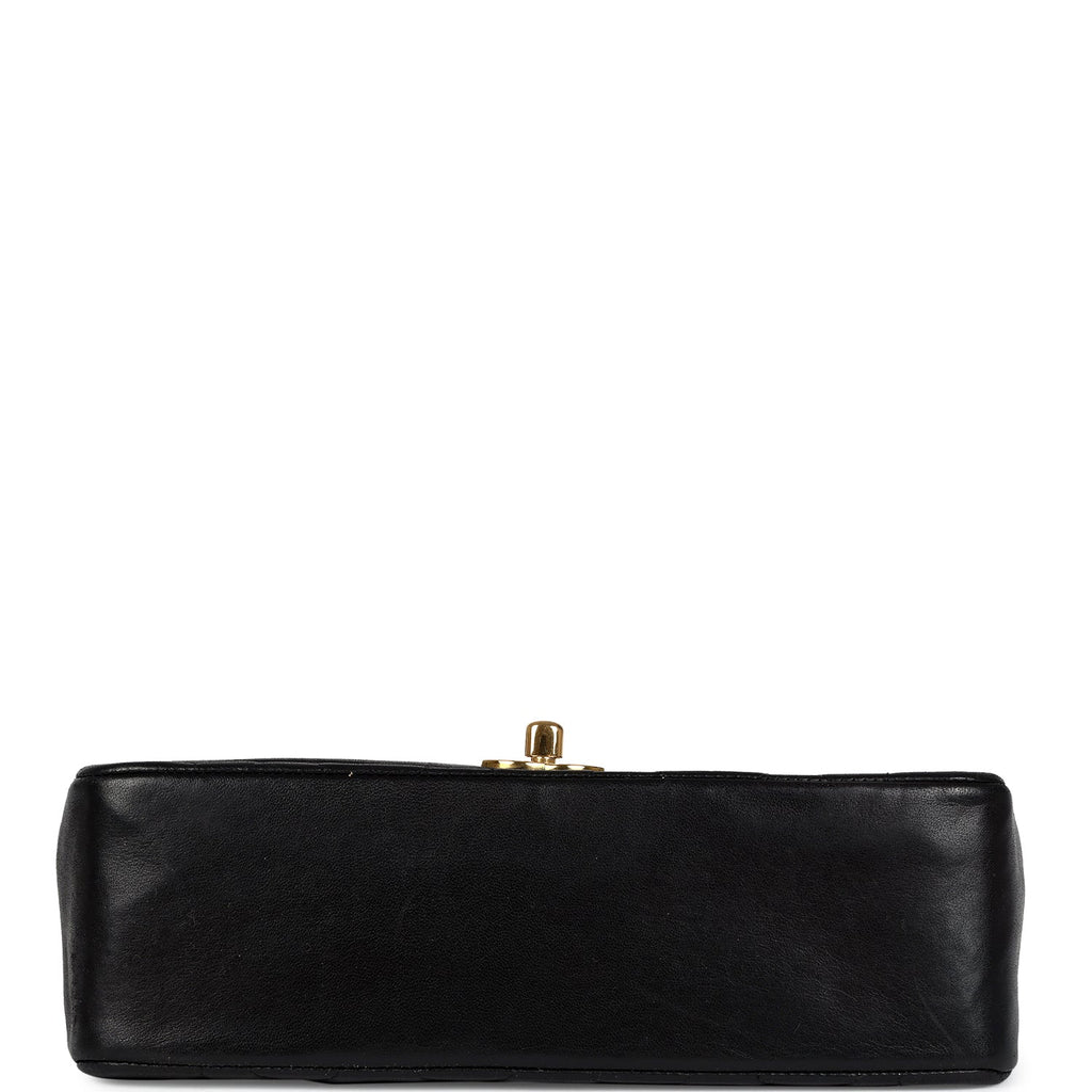 Vintage Small Diana Flap Bag Black Lambskin Gold Hardware