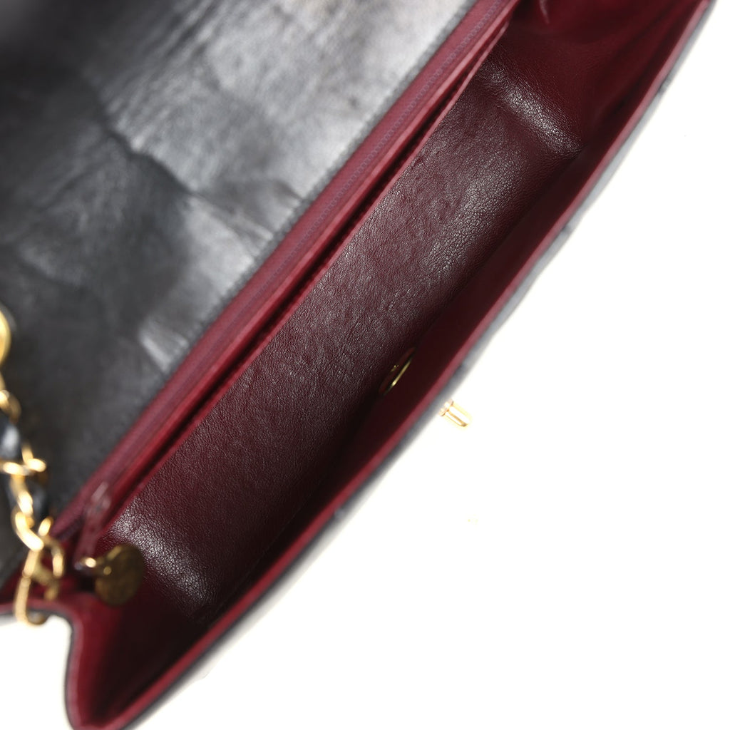 Vintage Small Diana Flap Bag Black Lambskin Gold Hardware
