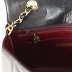 Vintage Small Diana Flap Bag Black Lambskin Gold Hardware