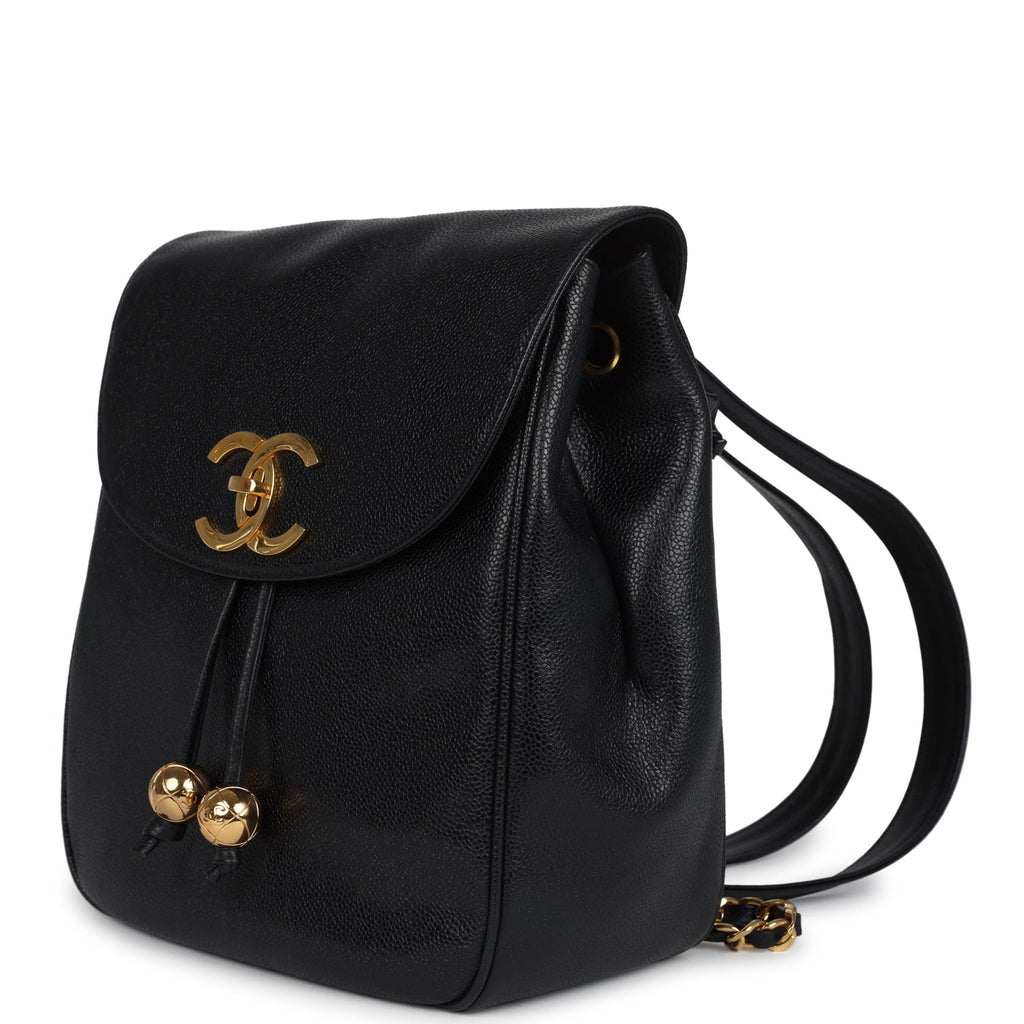 Vintage Medium CC Backpack Black Caviar Gold Hardware