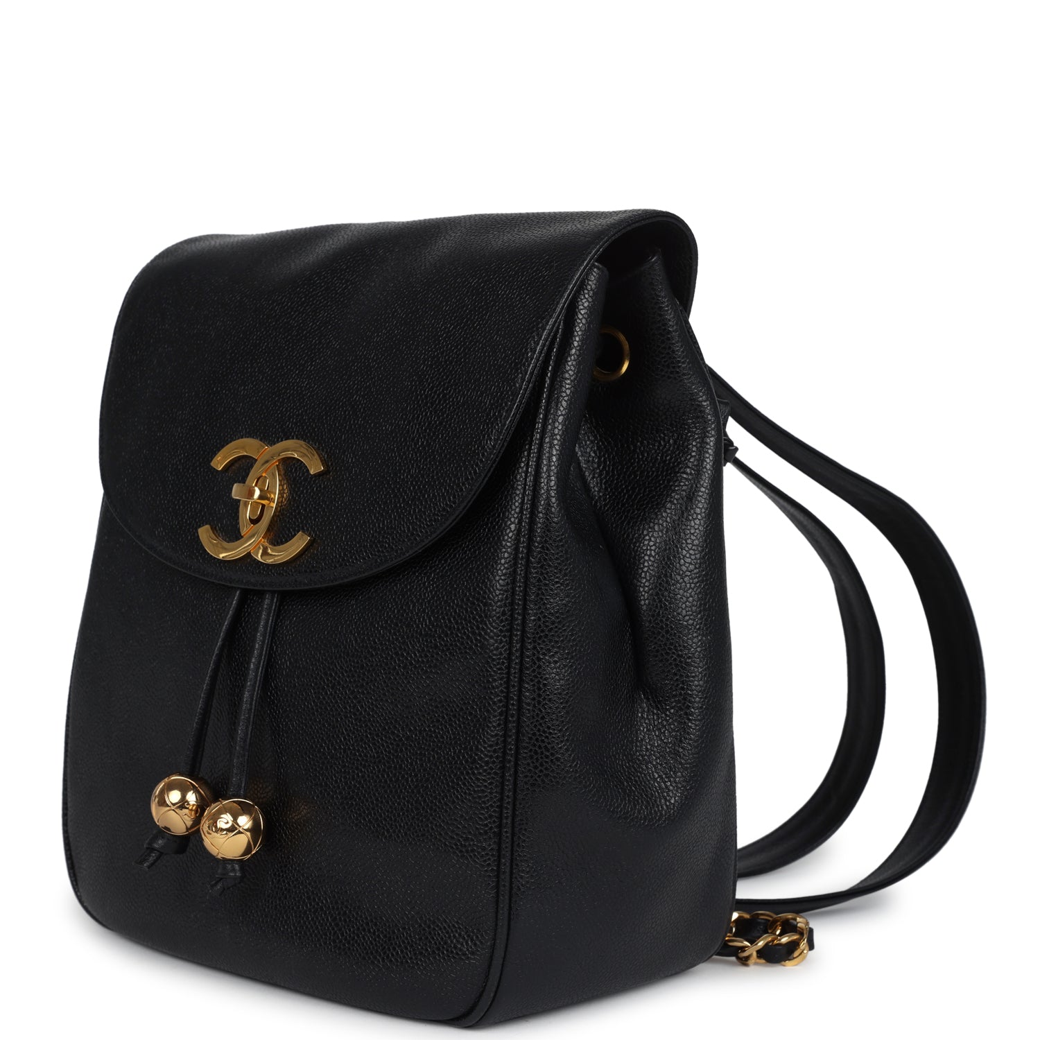 Vintage Medium CC Backpack Black Caviar Gold Hardware