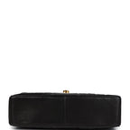 Vintage Jumbo Classic Mademoiselle Vertical Flap Black Lambskin Gold Hardware