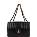 Vintage Jumbo Classic Mademoiselle Vertical Flap Black Lambskin Gold Hardware