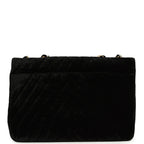 Vintage XL Classic Chevron Single Flap Bag Black Velvet Gold Hardware