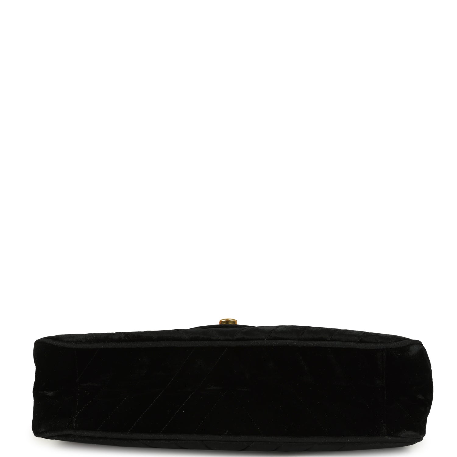 Vintage XL Classic Chevron Single Flap Bag Black Velvet Gold Hardware