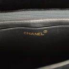 Vintage XL Classic Chevron Single Flap Bag Black Velvet Gold Hardware
