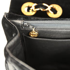 Vintage XL Classic Chevron Single Flap Bag Black Velvet Gold Hardware