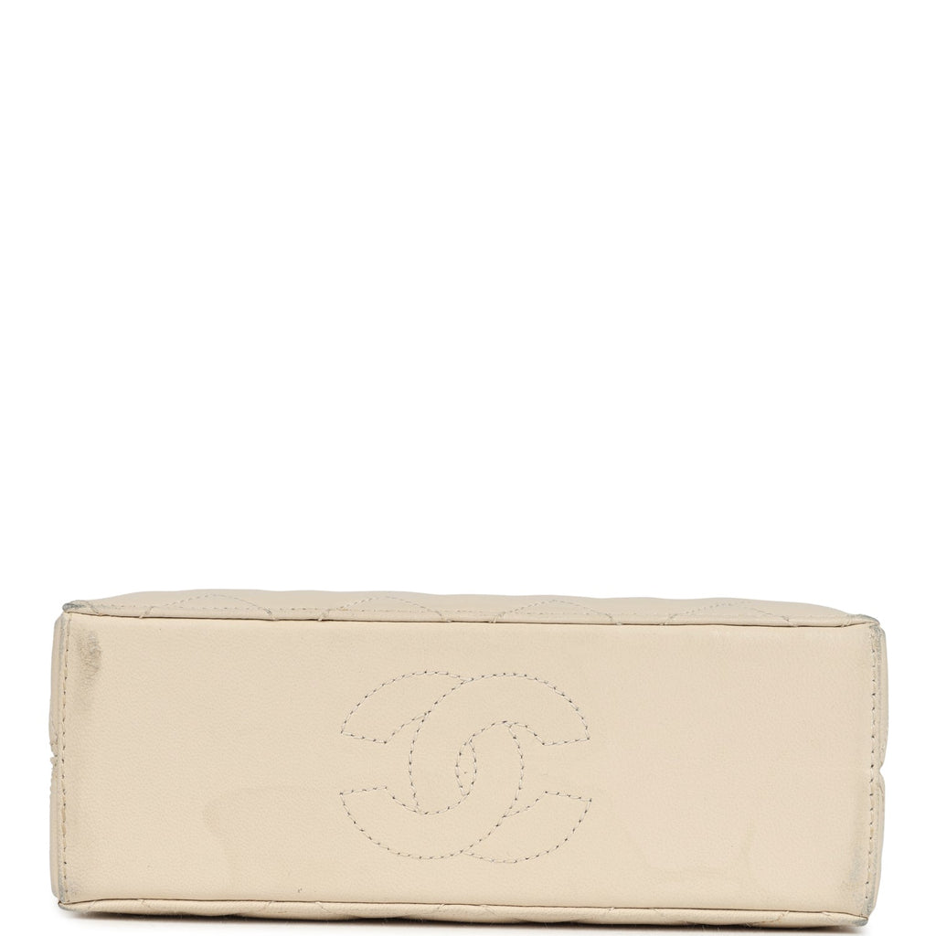 Vintage Box Clutch Bag Beige Lambskin Gold Hardware