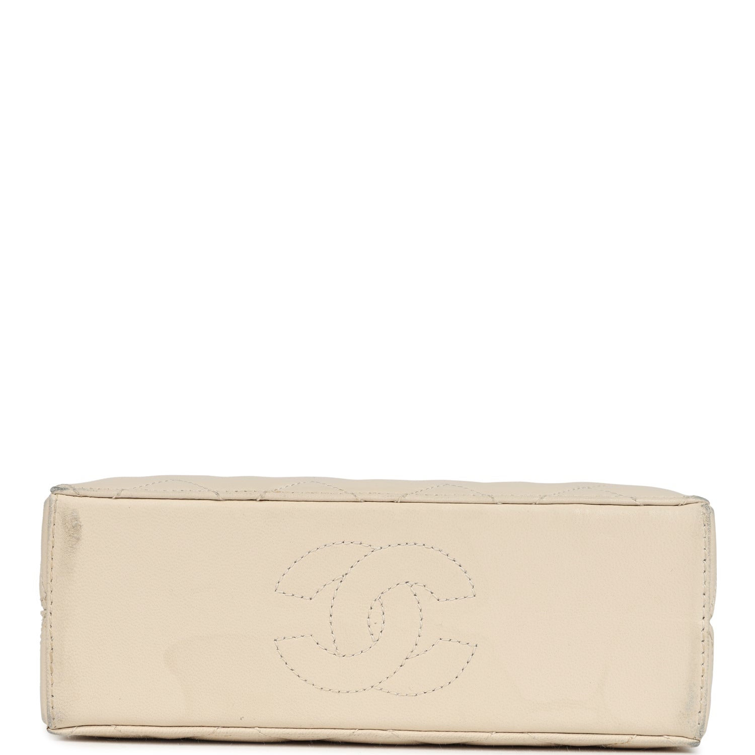 Vintage Box Clutch Bag Beige Lambskin Gold Hardware