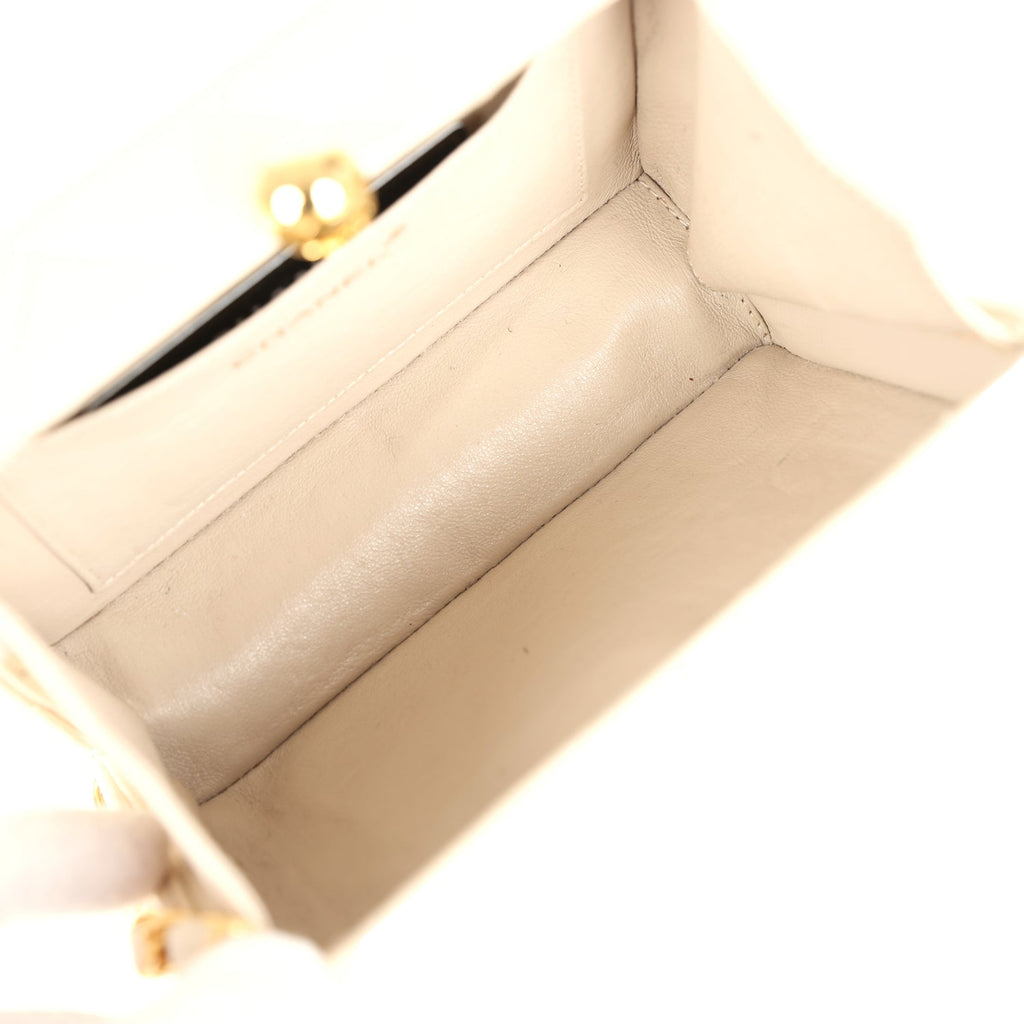 Vintage Box Clutch Bag Beige Lambskin Gold Hardware