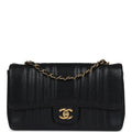 Vintage Medium Vertical Flap Bag Black Caviar Gold Hardware