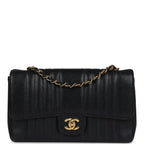 Vintage Medium Vertical Flap Bag Black Caviar Gold Hardware