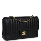 Vintage Medium Vertical Flap Bag Black Caviar Gold Hardware