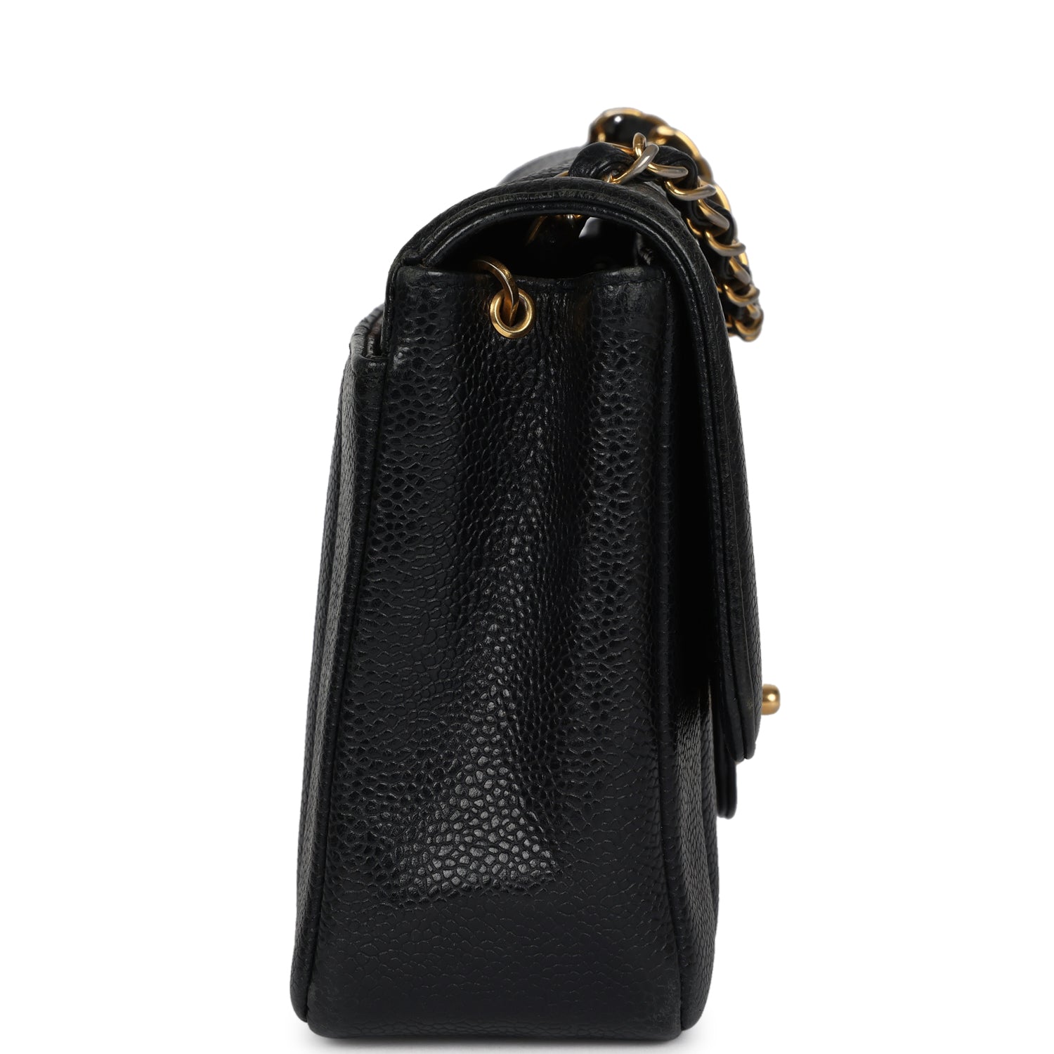 Vintage Medium Vertical Flap Bag Black Caviar Gold Hardware