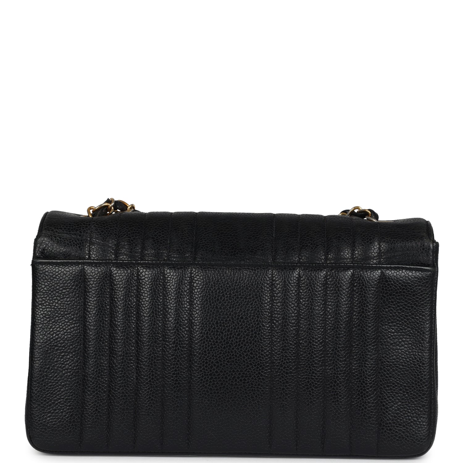Vintage Medium Vertical Flap Bag Black Caviar Gold Hardware
