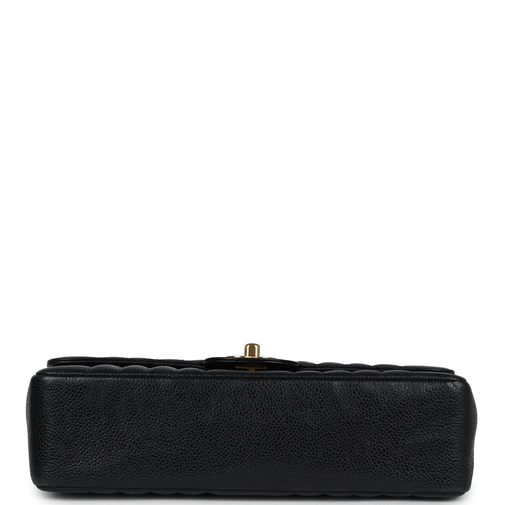 Vintage Medium Vertical Flap Bag Black Caviar Gold Hardware
