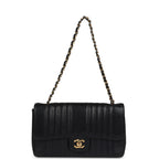 Vintage Medium Vertical Flap Bag Black Caviar Gold Hardware