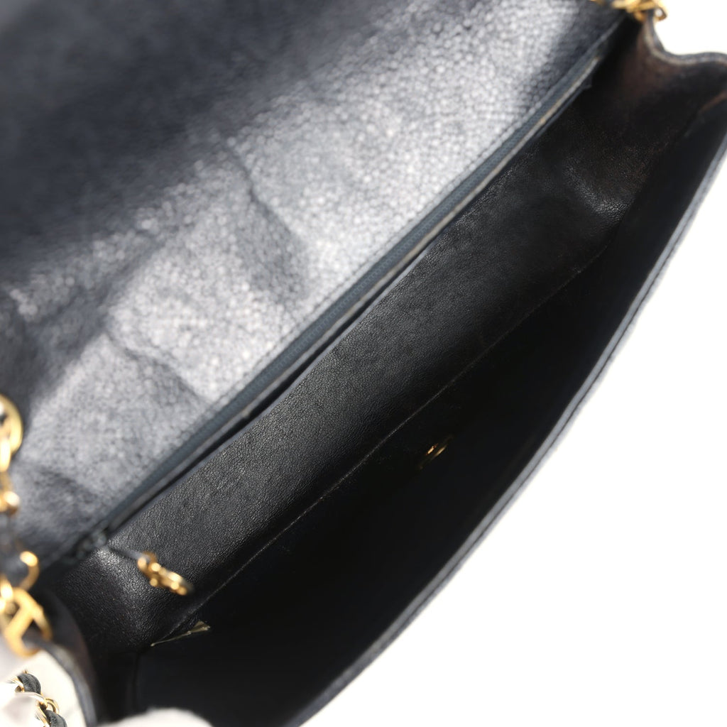 Vintage Medium Vertical Flap Bag Black Caviar Gold Hardware