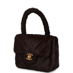 Vintage Micro Kelly Child Dark Brown Pony Hair Gold Hardware