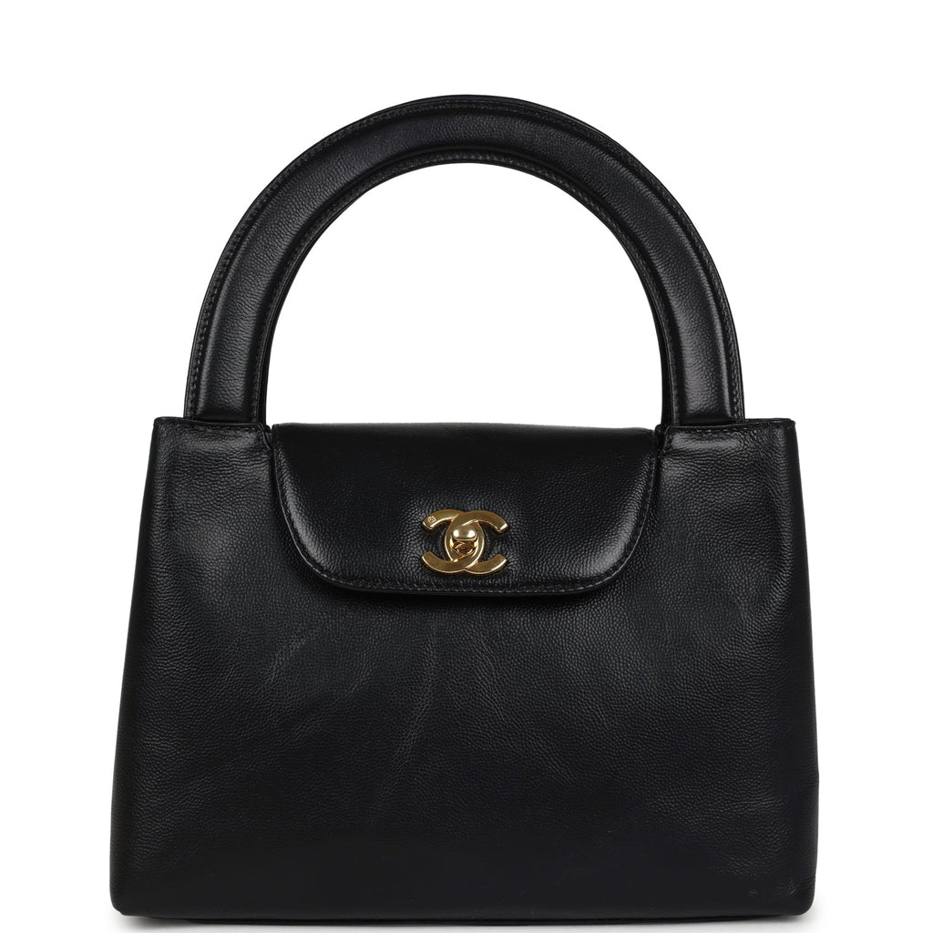 Vintage Large Kelly Black Caviar Gold Hardware