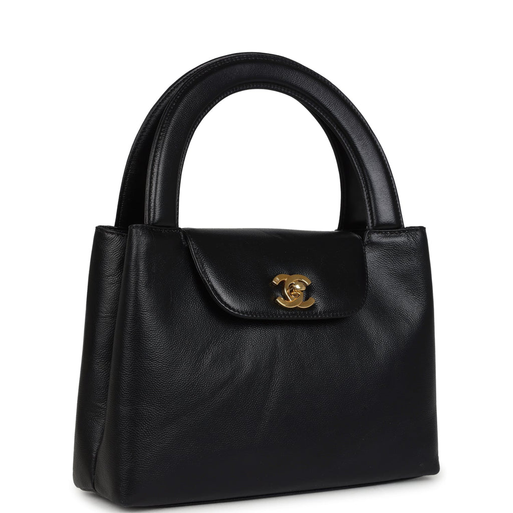 Vintage Large Kelly Black Caviar Gold Hardware